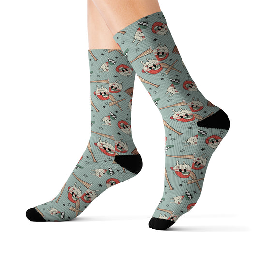 Boy  Baseball Smiley Sublimation Socks