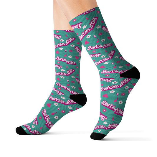 Barbie Teal Sublimation Socks