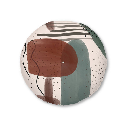 Boho Retro Green Tufted Floor Pillow, Round