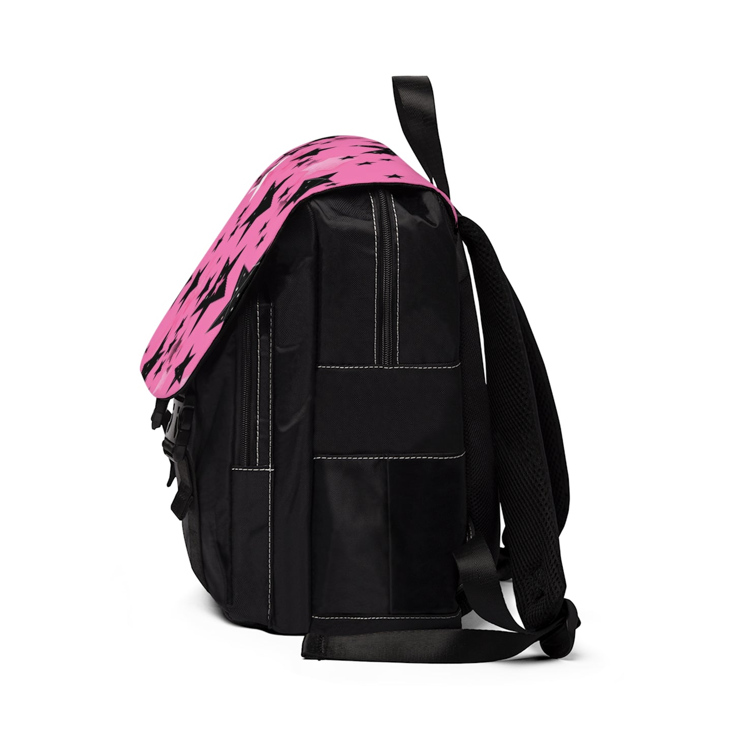Starry Night in Pink Unisex Casual Shoulder Backpack