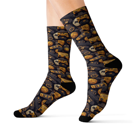 Black and Gold Gaming Sublimation Socks