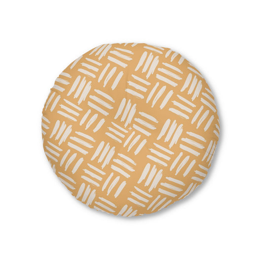 Golden Strokes Tufted Floor Pillow, Round