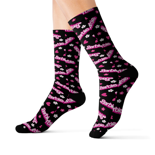 Barbie Black Sublimation Socks