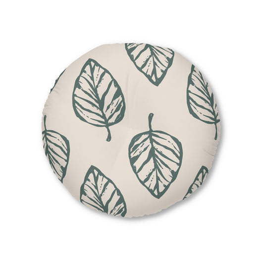 Leafy Oasis Tufted Floor Pillow, Round
