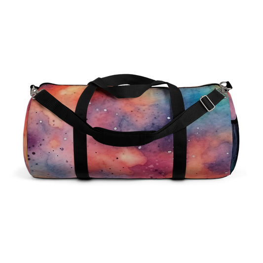 Galactic Dreams: Pink, Orange, Purple, and Blue Galaxy Patterned Duffel Bag