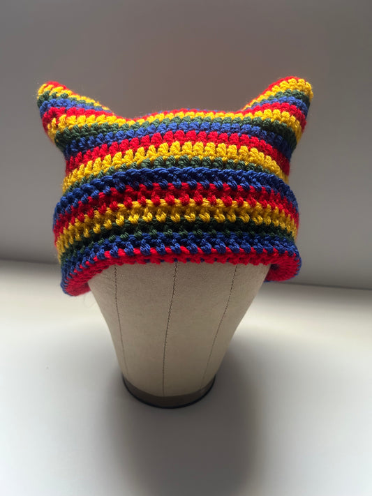 Crochet Cat Beanie- Multicolored 2