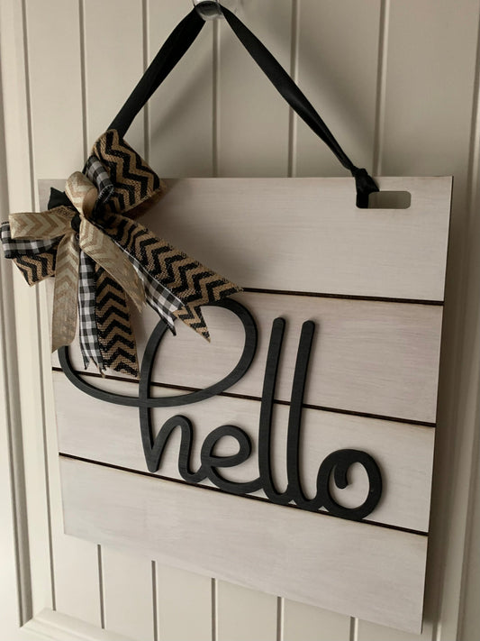 Hello shiplap sign