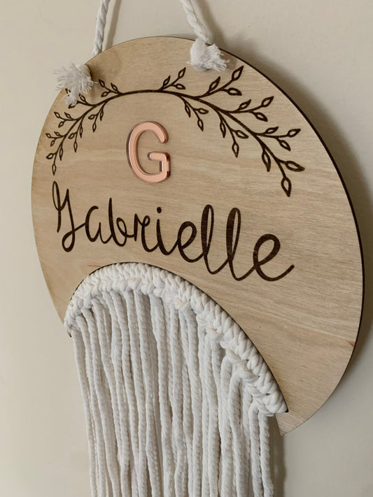 Arched Bohemian Wall sign/ Bow Holder