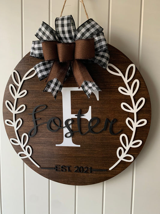 Custom Name Wood Round Sign