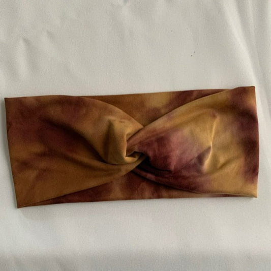 Plum/Tan Tie-Dyed twisted headband