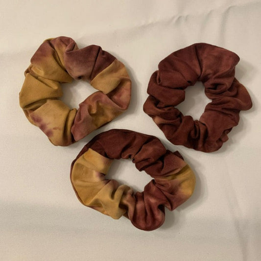 Plum/Tan Tie-Dyed Scrunchies