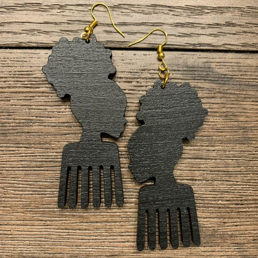 Afro Girl Comb Earrings