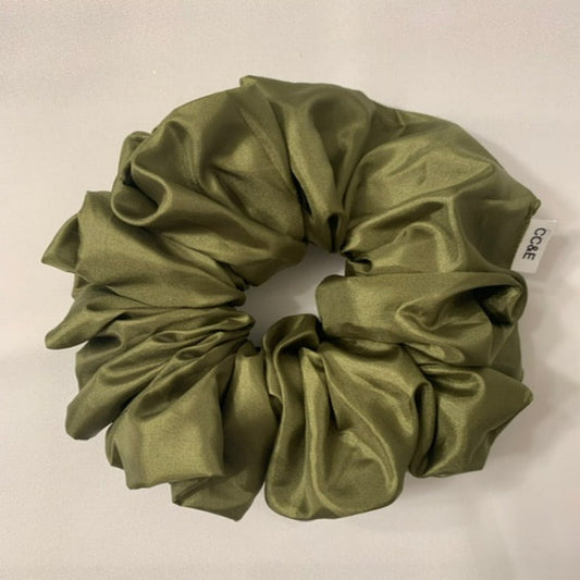 XL Sage Satin Scrunchies