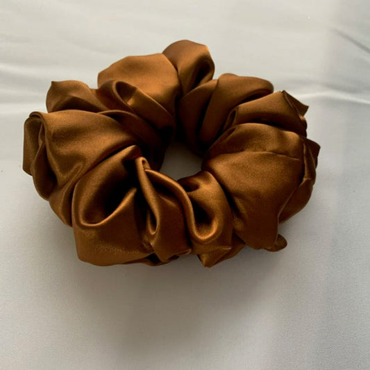 XL Mocha Satin Scrunchies